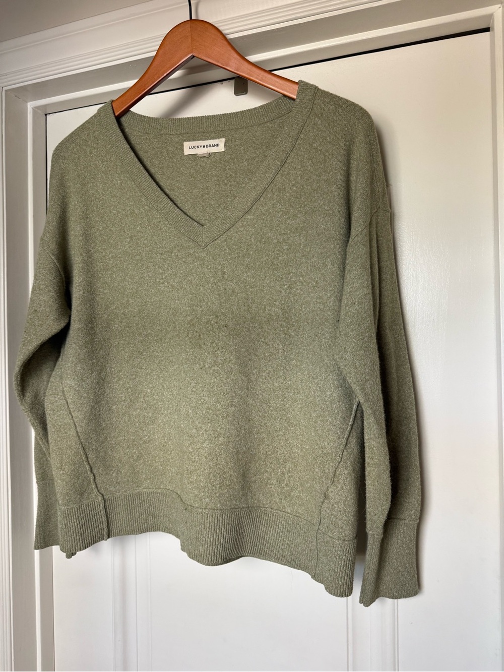 Lucky Brand Olive Green V-Neck Sweater